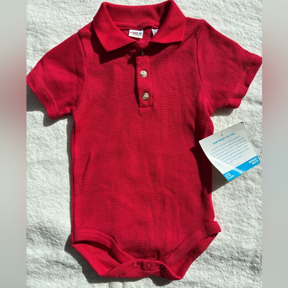 Kids 'N' Fun Bright Red Baby Polo Onesie